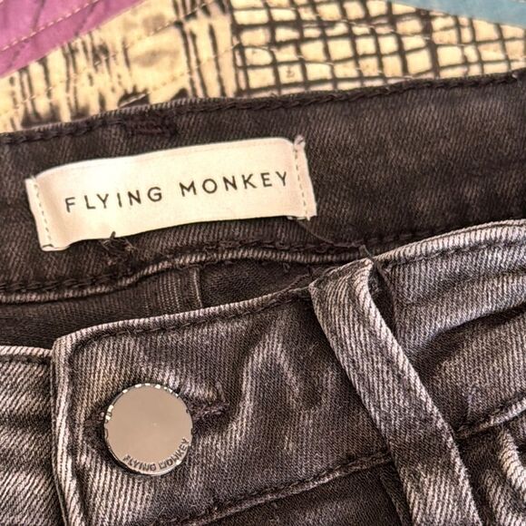 Flying Monkey Black Ankle Cropped Jeans with Raw Hem - Picture 2 of 9